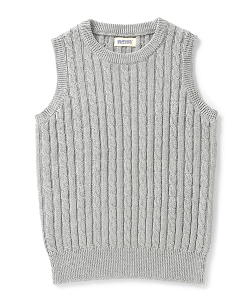 BEAMS BOY(ビームスボーイ)の「BEAMS BOY / 5ゲージ ケーブル編み クルーベスト(ベスト・レディース・ナチュラル/グレー/ネイビー・ONE SIZE)」の10枚目の写真