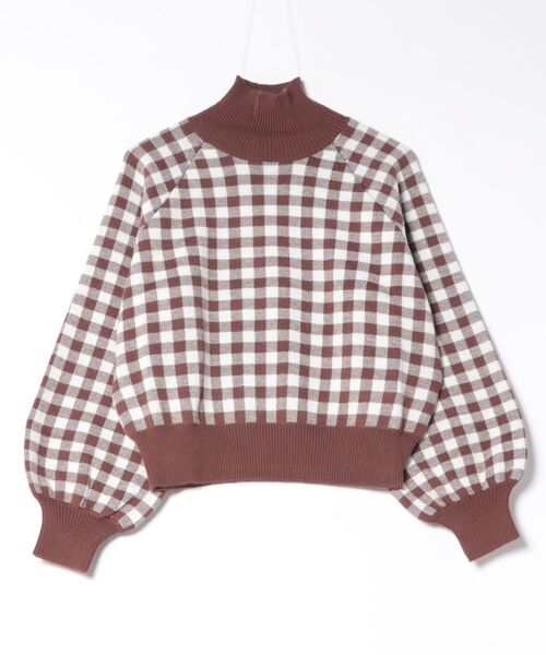 STYLEBLOCK(スタイルブロック)の「ジャガードブロックチェックショートニットプルオーバー(ニット/セーター・レディース・テラコッタ/ブラック/ブラウン/ベージュ・M)」の1枚目の写真