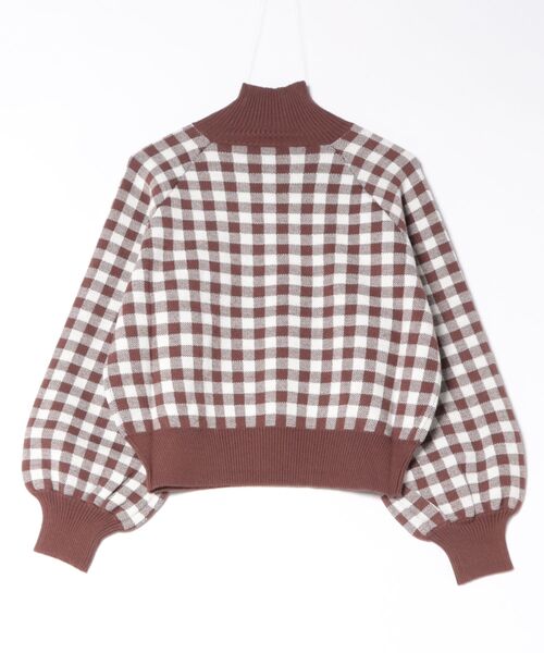 STYLEBLOCK(スタイルブロック)の「ジャガードブロックチェックショートニットプルオーバー(ニット/セーター・レディース・テラコッタ/ブラック/ブラウン/ベージュ・M)」の6枚目の写真
