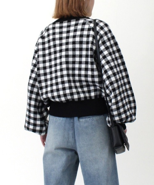 STYLEBLOCK(スタイルブロック)の「ジャガードブロックチェックショートニットプルオーバー(ニット/セーター・レディース・テラコッタ/ブラック/ブラウン/ベージュ・M)」の9枚目の写真