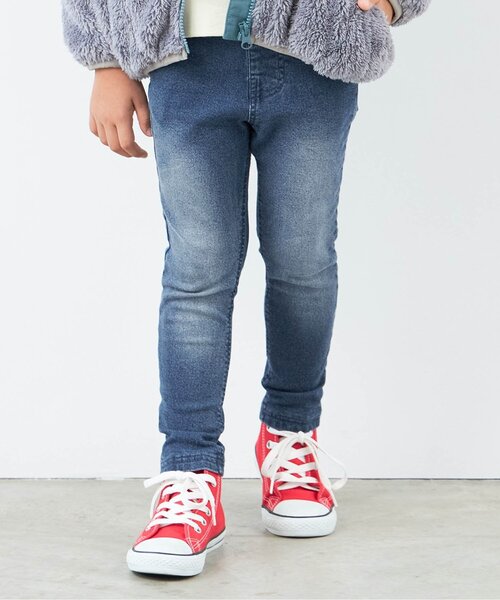 BREEZE（ブリーズ）の「/あったかもっとスキニーデニムパンツ_裏起毛_ストレッチ 10分丈（その他パンツ・キッズ・ネイビー/ブルー・90/100/150/140/130/120/110）」の2枚目の写真