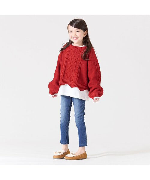 BREEZE（ブリーズ）の「/あったかもっとスキニーデニムパンツ_裏起毛_ストレッチ 10分丈（その他パンツ・キッズ・ネイビー/ブルー・90/100/150/140/130/120/110）」の6枚目の写真