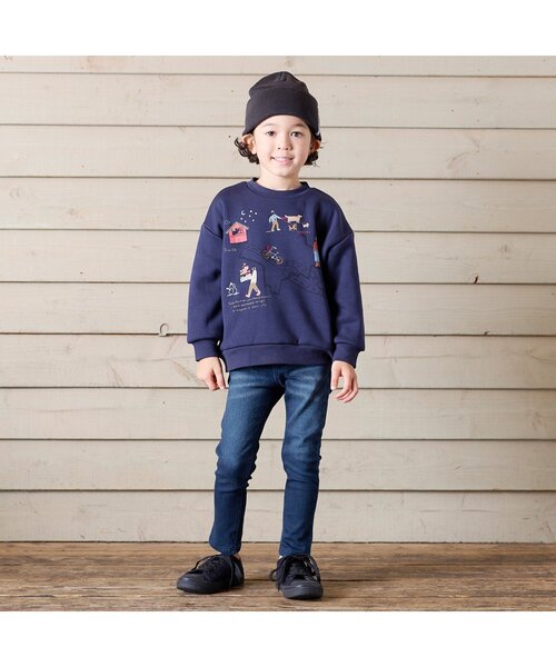 BREEZE（ブリーズ）の「/あったかもっとスキニーデニムパンツ_裏起毛_ストレッチ 10分丈（その他パンツ・キッズ・ネイビー/ブルー・90/100/150/140/130/120/110）」の12枚目の写真