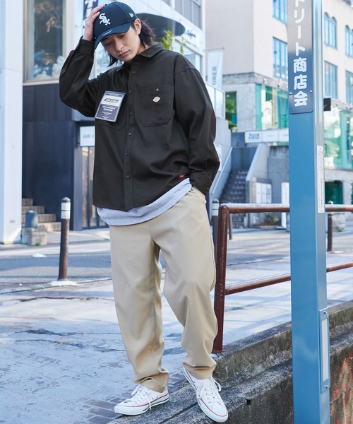Dickies/ディッキーズ ワッペン刺繍オーバーサイズツイルワークシャツ