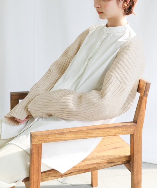 2022 SS リブ編みスプリングニットボレロ（カーディガン/ボレロ