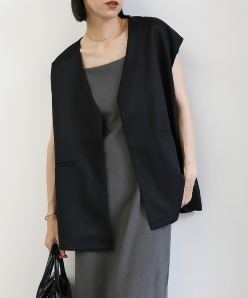 お値下げ致しました。BACCA 黒 ノースリーブ ベスト ノーカラーバックタックベスト（ベスト）｜select MOCA（セレクトモカ