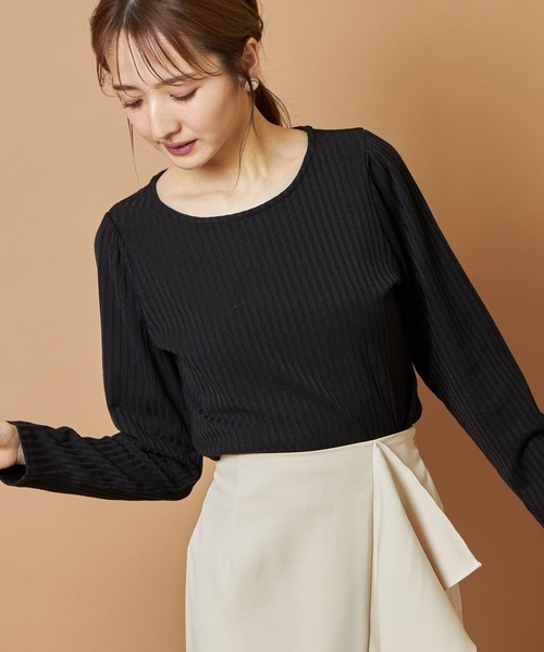 tocco closet(トッコ クローゼット)の「取り外し可能なビックレースカラー付き袖口パール装飾リブカットソー(Tシャツ/カットソー・レディース・ブラック/ベージュ・M)」の7枚目の写真