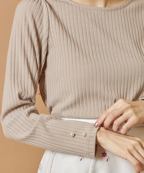 tocco closet(トッコ クローゼット)の「取り外し可能なビックレースカラー付き袖口パール装飾リブカットソー(Tシャツ/カットソー・レディース・ブラック/ベージュ・M)」の14枚目の写真