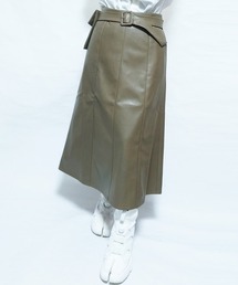 Eco leather belt skirt