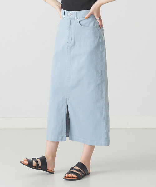 BEAMS LIGHTS(ビームスライツ)の「BEAMS LIGHTS / フロント スリット カラー スカート(スカート・レディース・サックスブルー/オレンジ系その他・38/36)」の2枚目の写真