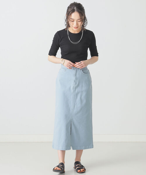 BEAMS LIGHTS(ビームスライツ)の「BEAMS LIGHTS / フロント スリット カラー スカート(スカート・レディース・サックスブルー/オレンジ系その他・38/36)」の11枚目の写真