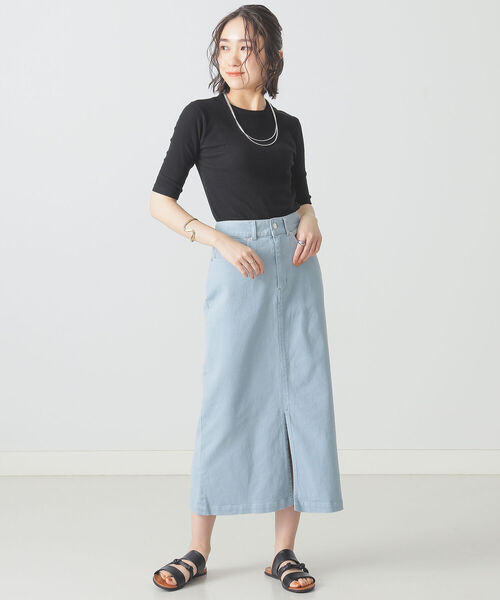 BEAMS LIGHTS(ビームスライツ)の「BEAMS LIGHTS / フロント スリット カラー スカート(スカート・レディース・サックスブルー/オレンジ系その他・38/36)」の4枚目の写真