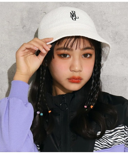 ANAP GiRL(アナップガール)の「刺繍入サーモメトロハット(ハット・キッズ・ブラック/ラベンダー/ホワイト・FREE)」の14枚目の写真