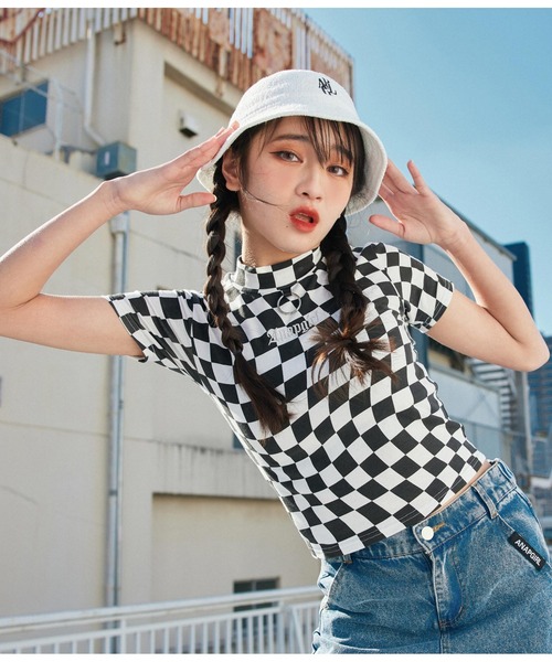 ANAP GiRL(アナップガール)の「刺繍入サーモメトロハット(ハット・キッズ・ブラック/ラベンダー/ホワイト・FREE)」の13枚目の写真