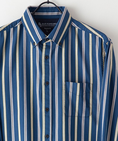 Blue Standard （ブルースタンダード）の「【BLUE STANDARD/ブルースタンダード】ラクケア イージーケア ツイルストライプボタンダウンシャツ（シャツ/ブラウス・メンズ・ブラック/ワイン/グリーン/ブルー/ダークグリーン/スミクロ/ダークブルー・MEDIUM/LARGE/X-LARGE）」の6枚目の写真
