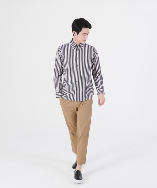Blue Standard （ブルースタンダード）の「【BLUE STANDARD/ブルースタンダード】ラクケア イージーケア ツイルストライプボタンダウンシャツ（シャツ/ブラウス・メンズ・ブラック/ワイン/グリーン/ブルー/ダークグリーン/スミクロ/ダークブルー・MEDIUM/LARGE/X-LARGE）」の8枚目の写真