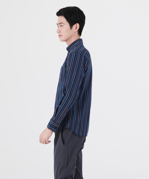 Blue Standard （ブルースタンダード）の「【BLUE STANDARD/ブルースタンダード】ラクケア イージーケア ツイルストライプボタンダウンシャツ（シャツ/ブラウス・メンズ・ブラック/ワイン/グリーン/ブルー/ダークグリーン/スミクロ/ダークブルー・MEDIUM/LARGE/X-LARGE）」の21枚目の写真
