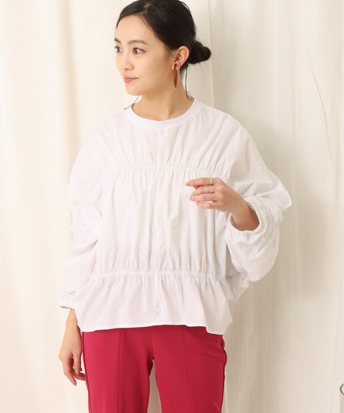 libelle more(リベル モア)の「ボーダーギャザーブラウス(シャツ/ブラウス・レディース・ホワイト/ブラック・M)」の2枚目の写真