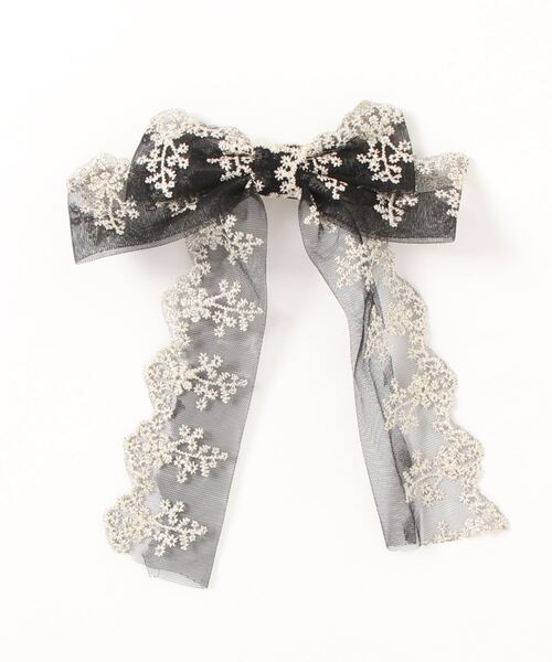 Fun & Daily（ファンアンドデイリー）の「F&D : フレンチレースリボンバレッタ（バレッタ/ヘアクリップ・レディース・ホワイト/ブラック・FREE）」の5枚目の写真