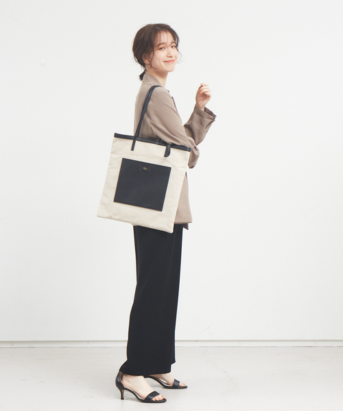 LOWELL things(ロウェル シングス)の「●【WEB限定】ファブリックジャガードA4トートBAG(トートバッグ・レディース・ダークベージュ/ブラック/ベージュ・フリー)」の6枚目の写真