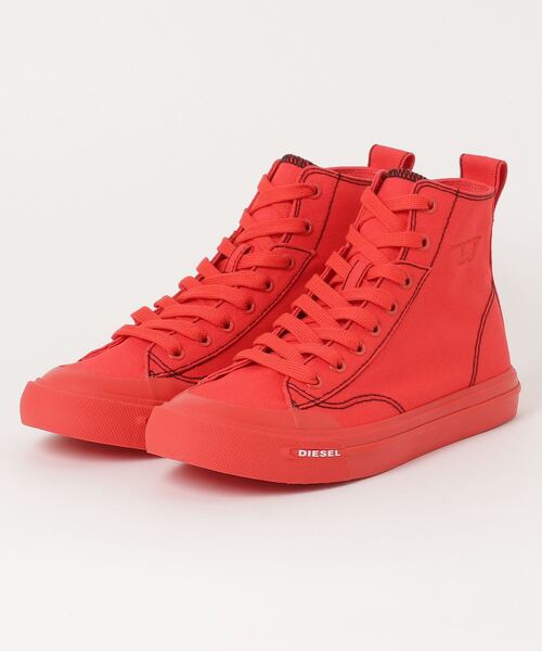 DIESEL(ディーゼル)の「メンズ キャンバス ミッドカット スニーカー(スニーカー・メンズ・ホワイト/ブラック/レッド/グリーン・44/42/41/43/40/45)」の4枚目の写真