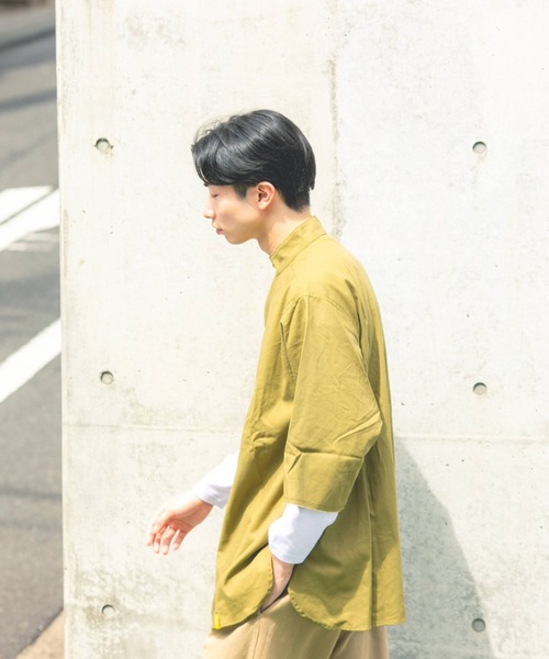 BROKEN BASE（ブロークンベース）の「M55オーバーサイズプルオーバー（シャツ/ブラウス・メンズ・オフホワイト/カーキ/インディゴブルー・MEDIUM/LARGE）」の6枚目の写真