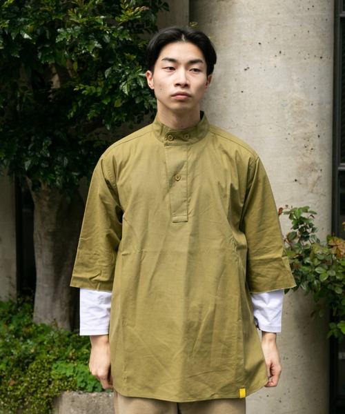 BROKEN BASE（ブロークンベース）の「M55オーバーサイズプルオーバー（シャツ/ブラウス・メンズ・オフホワイト/カーキ/インディゴブルー・MEDIUM/LARGE）」の8枚目の写真