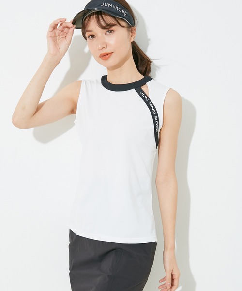 JUN&ROPE'(ジュンアンドロペ)の「【UV】【吸水速乾】切替ライン使いスリットノースリーブプルオーバー(Tシャツ/カットソー・レディース・ホワイト/ブラック/レッド/イエロー/ライトグリーン・S/M/L)」の2枚目の写真