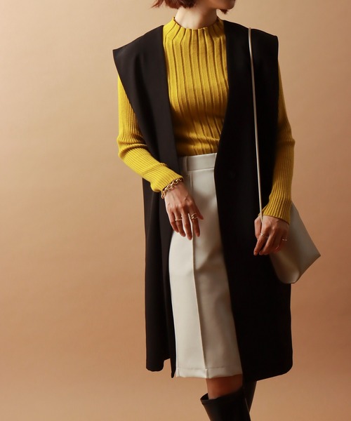 libelle more(リベル モア)の「両面ツイル ロングベスト(ベスト・レディース・ライトカーキ/ブラック/モカ/グレイッシュベージュ/ブラウン/グリーン・L/M)」の2枚目の写真