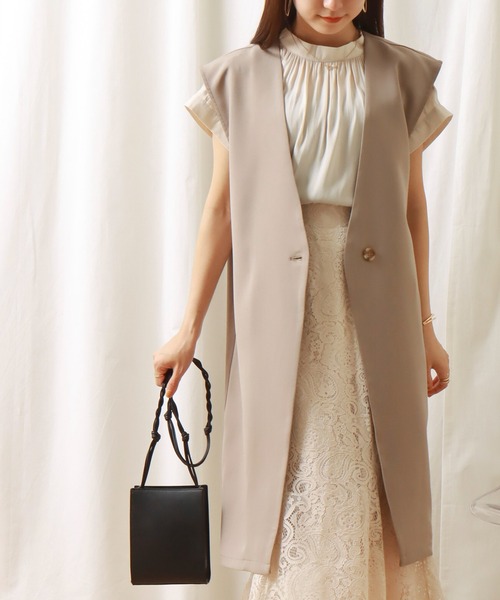 libelle more(リベル モア)の「両面ツイル ロングベスト(ベスト・レディース・ライトカーキ/ブラック/モカ/グレイッシュベージュ/ブラウン/グリーン・L/M)」の3枚目の写真