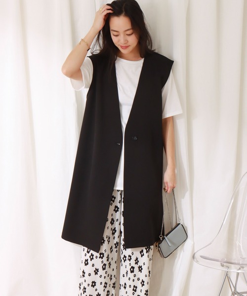 libelle more(リベル モア)の「両面ツイル ロングベスト(ベスト・レディース・ライトカーキ/ブラック/モカ/グレイッシュベージュ/ブラウン/グリーン・L/M)」の9枚目の写真