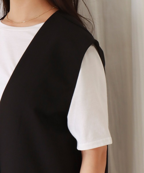 libelle more(リベル モア)の「両面ツイル ロングベスト(ベスト・レディース・ライトカーキ/ブラック/モカ/グレイッシュベージュ/ブラウン/グリーン・L/M)」の18枚目の写真