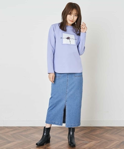 A de a.v.v（アードアー・ヴェ・ヴェ）の「フラワーフォトプリントTシャツ（Tシャツ/カットソー・レディース・ライトパープル/グリーン/ホワイト・38/36）」の11枚目の写真