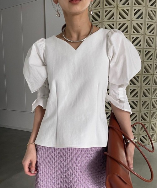 ameri CANDY SLEEVE DOCKING BLOUSE ブラウス　緑 ameri CANDY SLEEVE DOCKING BLOUSE ブラウス 緑