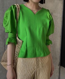ameri CANDY SLEEVE DOCKING BLOUSE ブラウス　緑 ameri CANDY SLEEVE DOCKING BLOUSE ブラウス 緑