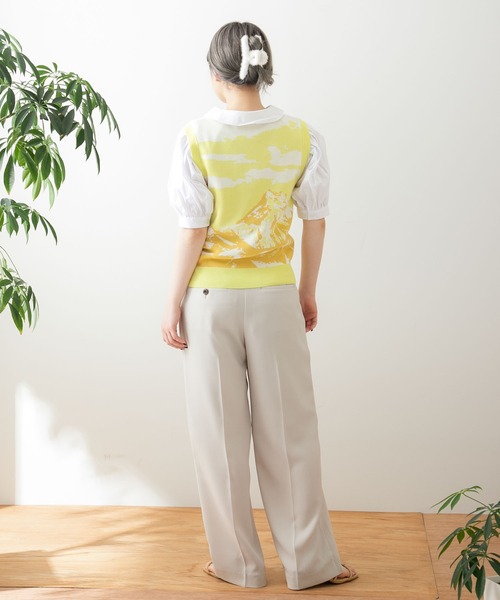 HEYUMM（ヘユム）の「グラフィックニットベスト（ベスト・レディース・イエロー/ブルー/グリーン・ONE）」の8枚目の写真