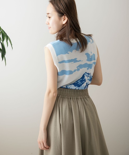 HEYUMM（ヘユム）の「グラフィックニットベスト（ベスト・レディース・イエロー/ブルー/グリーン・ONE）」の13枚目の写真