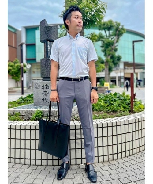 Perfect Suit FActory（パーフェクトスーツファクトリー）の「【完全ノーアイロン】半袖アイシャツ　ストライプ　サックス/ブルー/ホワイト（ビジネスシャツ・メンズ・ホワイト/サックスブルー/ブルー・M/L/LL/S）」の7枚目の写真