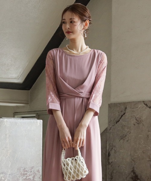 DRESS PLUS(ドレスプラス)の「パーティー 結婚式 ジャンプスーツ パンツドレス レース袖 オールインワン2way(パンツドレス・レディース・チャコールグレー/スモークピンク/ブラック/ライトグレー/カーキ/アッシュ/ネイビー・L/S/M/XL)」の18枚目の写真