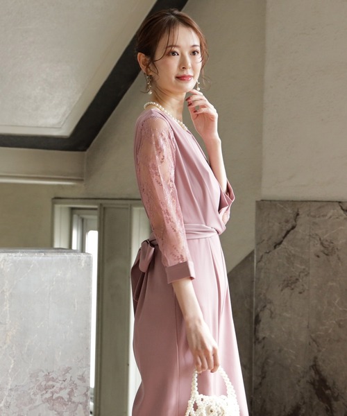 DRESS PLUS(ドレスプラス)の「パーティー 結婚式 ジャンプスーツ パンツドレス レース袖 オールインワン2way(パンツドレス・レディース・チャコールグレー/スモークピンク/ブラック/ライトグレー/カーキ/アッシュ/ネイビー・L/S/M/XL)」の19枚目の写真