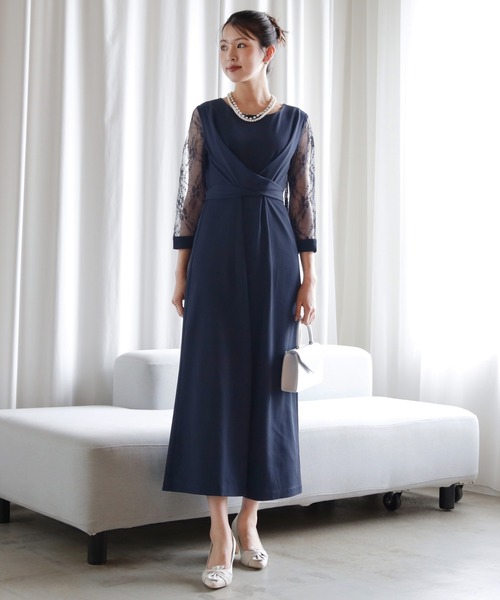 セール】パーティー 結婚式 ジャンプスーツ パンツドレス レース