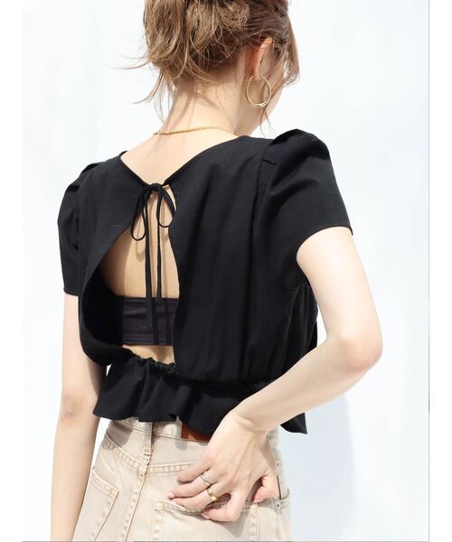 EVRIS（エヴリス）の「バックオープンリボントップス（シャツ/ブラウス・レディース・ホワイト/ブラック/オレンジ・FREE）」の2枚目の写真