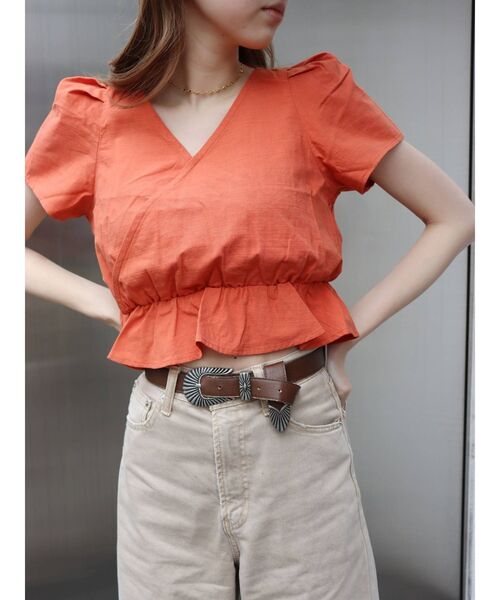 EVRIS（エヴリス）の「バックオープンリボントップス（シャツ/ブラウス・レディース・ホワイト/ブラック/オレンジ・FREE）」の21枚目の写真