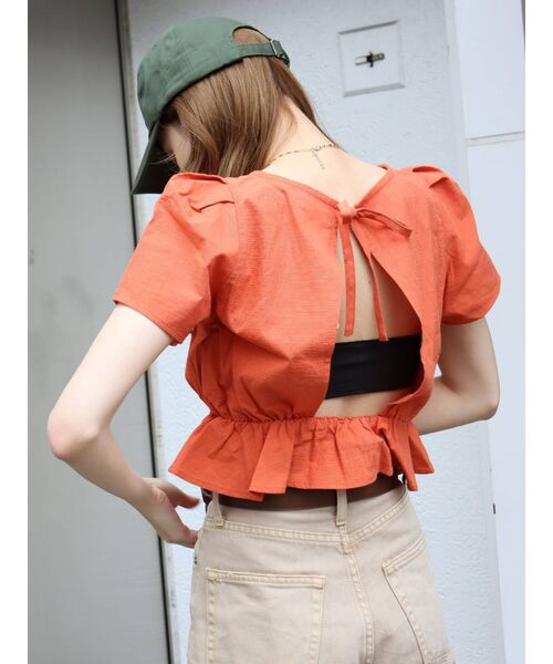 EVRIS（エヴリス）の「バックオープンリボントップス（シャツ/ブラウス・レディース・ホワイト/ブラック/オレンジ・FREE）」の20枚目の写真