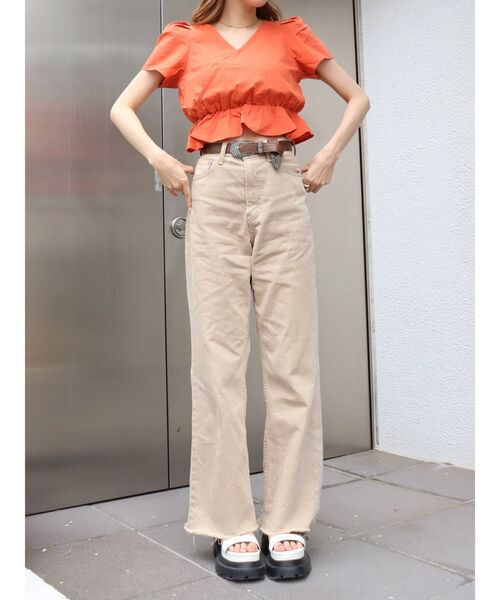 EVRIS（エヴリス）の「バックオープンリボントップス（シャツ/ブラウス・レディース・ホワイト/ブラック/オレンジ・FREE）」の19枚目の写真