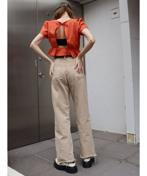 EVRIS（エヴリス）の「バックオープンリボントップス（シャツ/ブラウス・レディース・ホワイト/ブラック/オレンジ・FREE）」の18枚目の写真