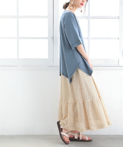 osharewalker（オシャレウォーカー）の「【廃盤】【機能素材】『変形Tシャツ』（Tシャツ/カットソー・レディース・ブラック/ブラウン/オフホワイト/イエロー/グレイッシュブルー・FREE）」の11枚目の写真