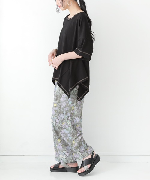 osharewalker（オシャレウォーカー）の「【廃盤】【機能素材】『変形Tシャツ』（Tシャツ/カットソー・レディース・ブラック/ブラウン/オフホワイト/イエロー/グレイッシュブルー・FREE）」の16枚目の写真