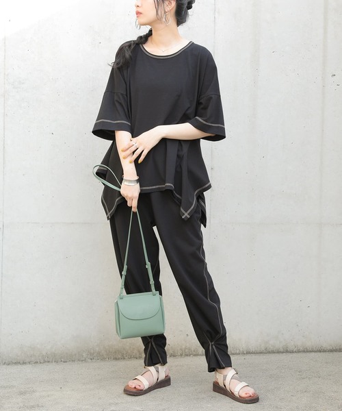 osharewalker（オシャレウォーカー）の「【廃盤】【機能素材】『変形Tシャツ』（Tシャツ/カットソー・レディース・ブラック/ブラウン/オフホワイト/イエロー/グレイッシュブルー・FREE）」の18枚目の写真