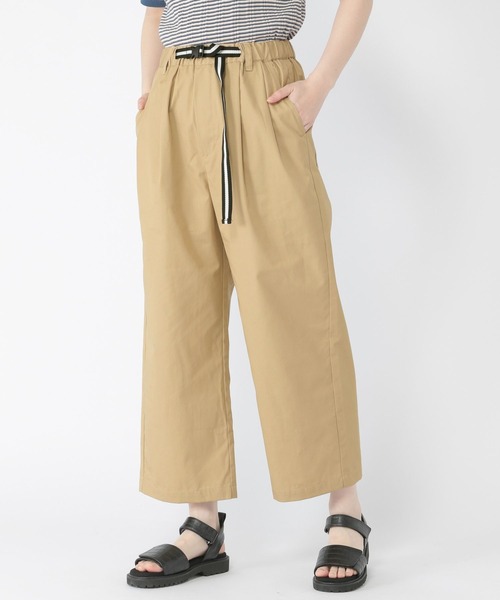 studio CLIP（スタディオクリップ）の「【撥水/UV/防汚】レジャーガチャベルト付きワイドパンツ（その他パンツ・レディース・ブラック/ベージュ/カーキ・FREE）」の3枚目の写真